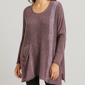 Grizas Washed Linen Sweater Oversized Purple Brown Lagenlook Boho
